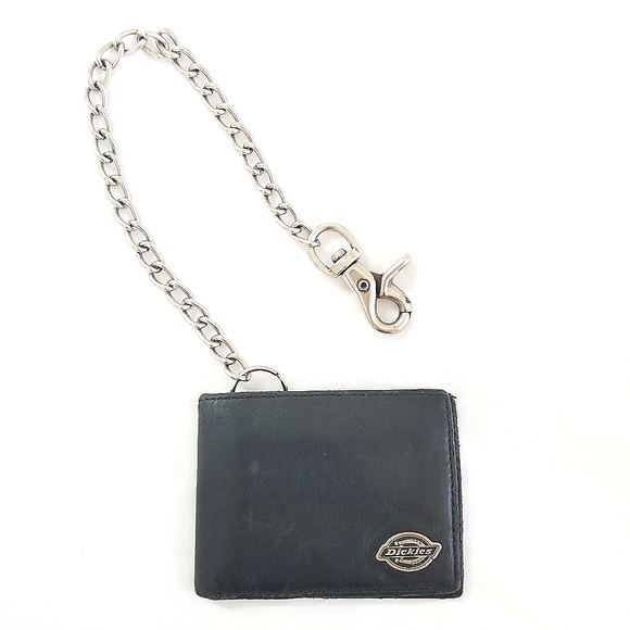 Dickies Black Leather Wallet with Chain 90's Y2K grunge - Picture 1 of 11